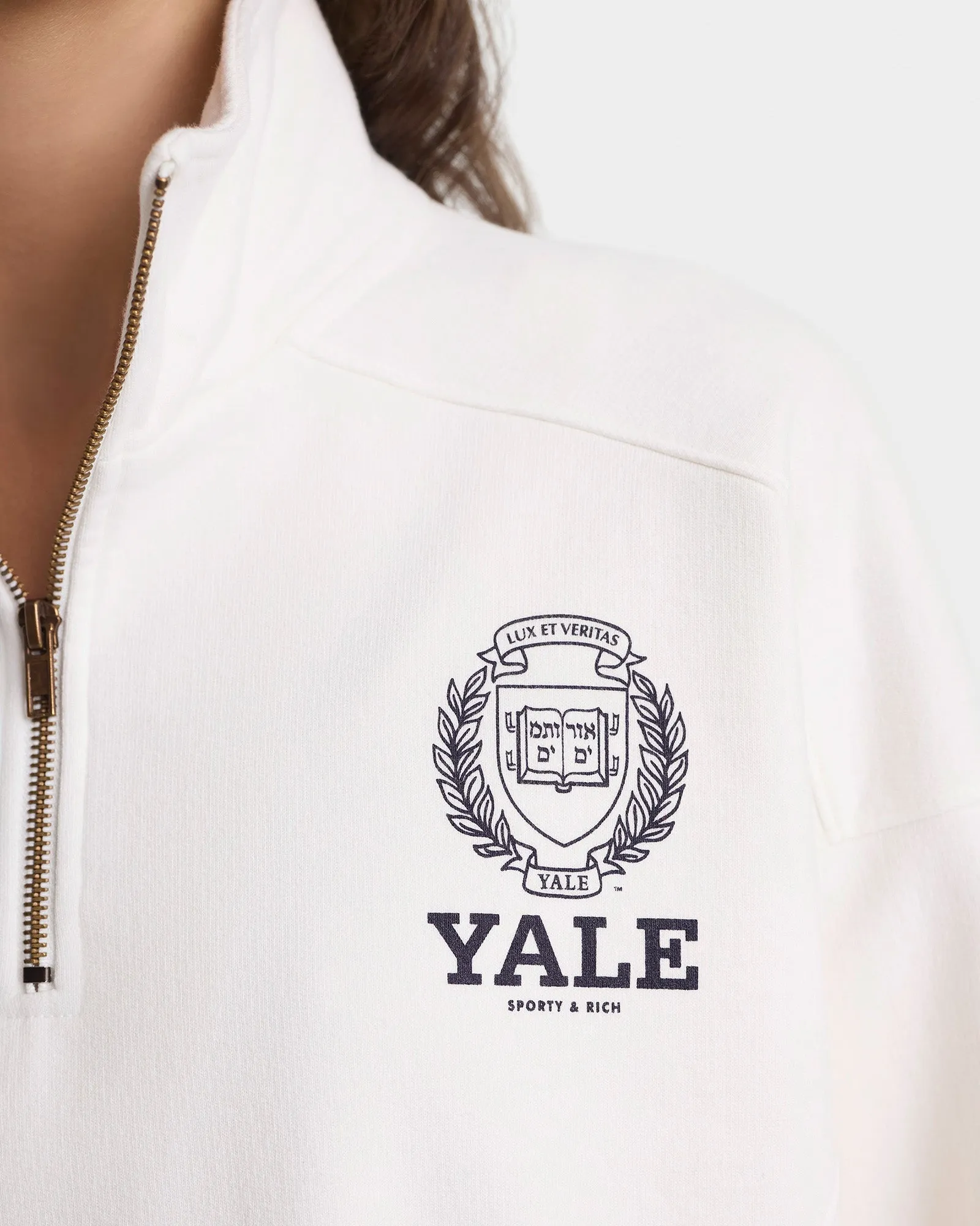 Yale Crest Quarter Zip - White/Navy sold by Sporty and Rich product image thumbnail 4
