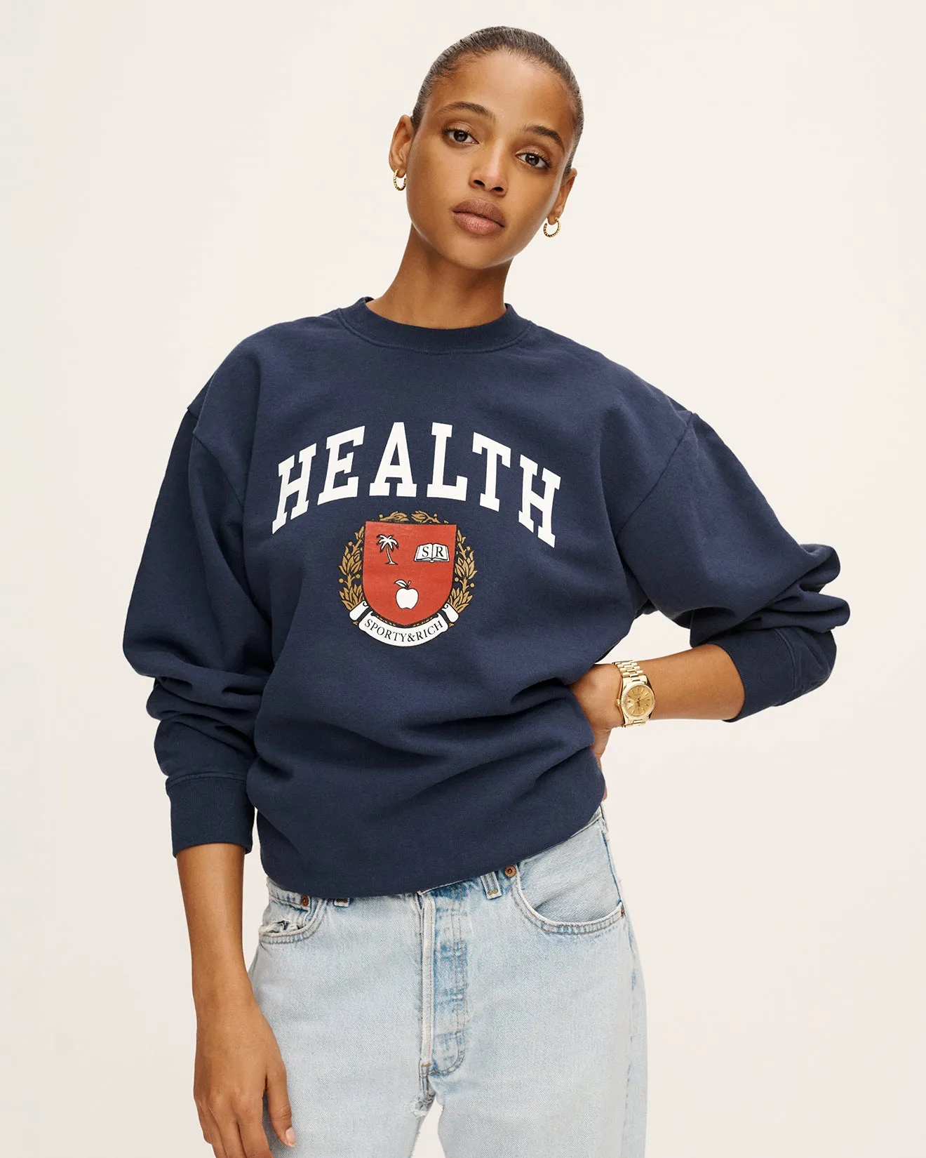 Diana Crewneck - Navy sold by Sporty and Rich product image thumbnail 5