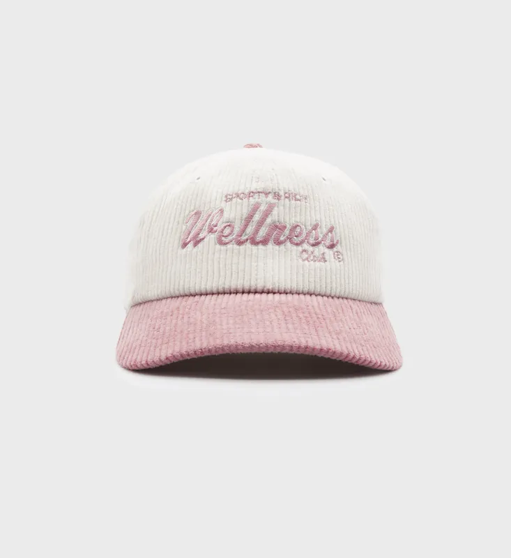 Wellness Club Corduroy Hat - White/Rose sold by Sporty and Rich