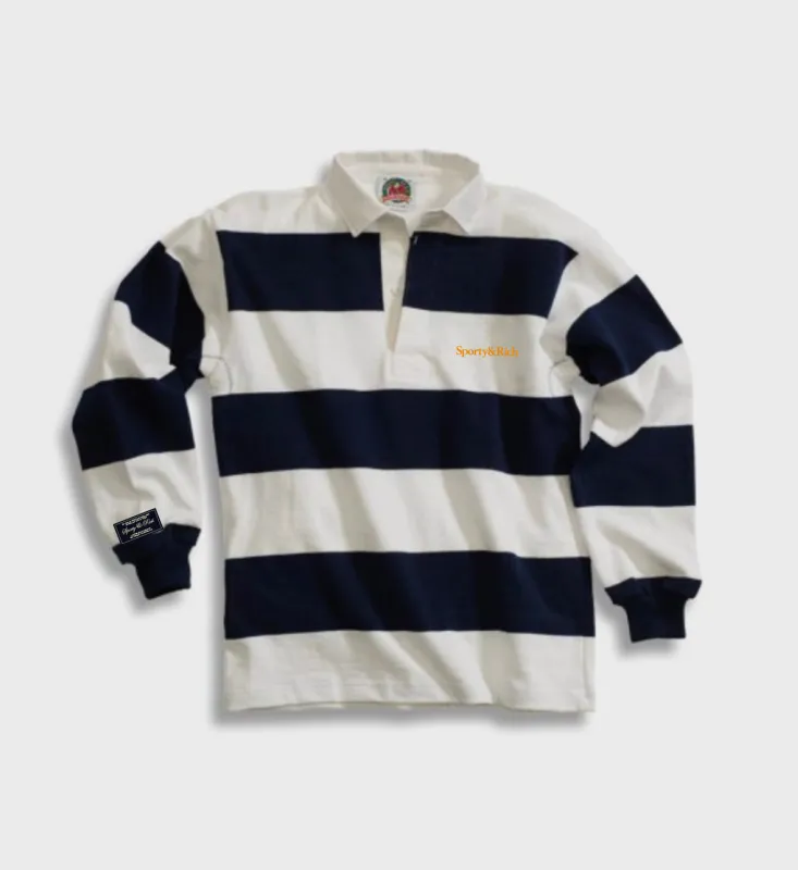 Striped Polo - Navy sold by Sporty and Rich