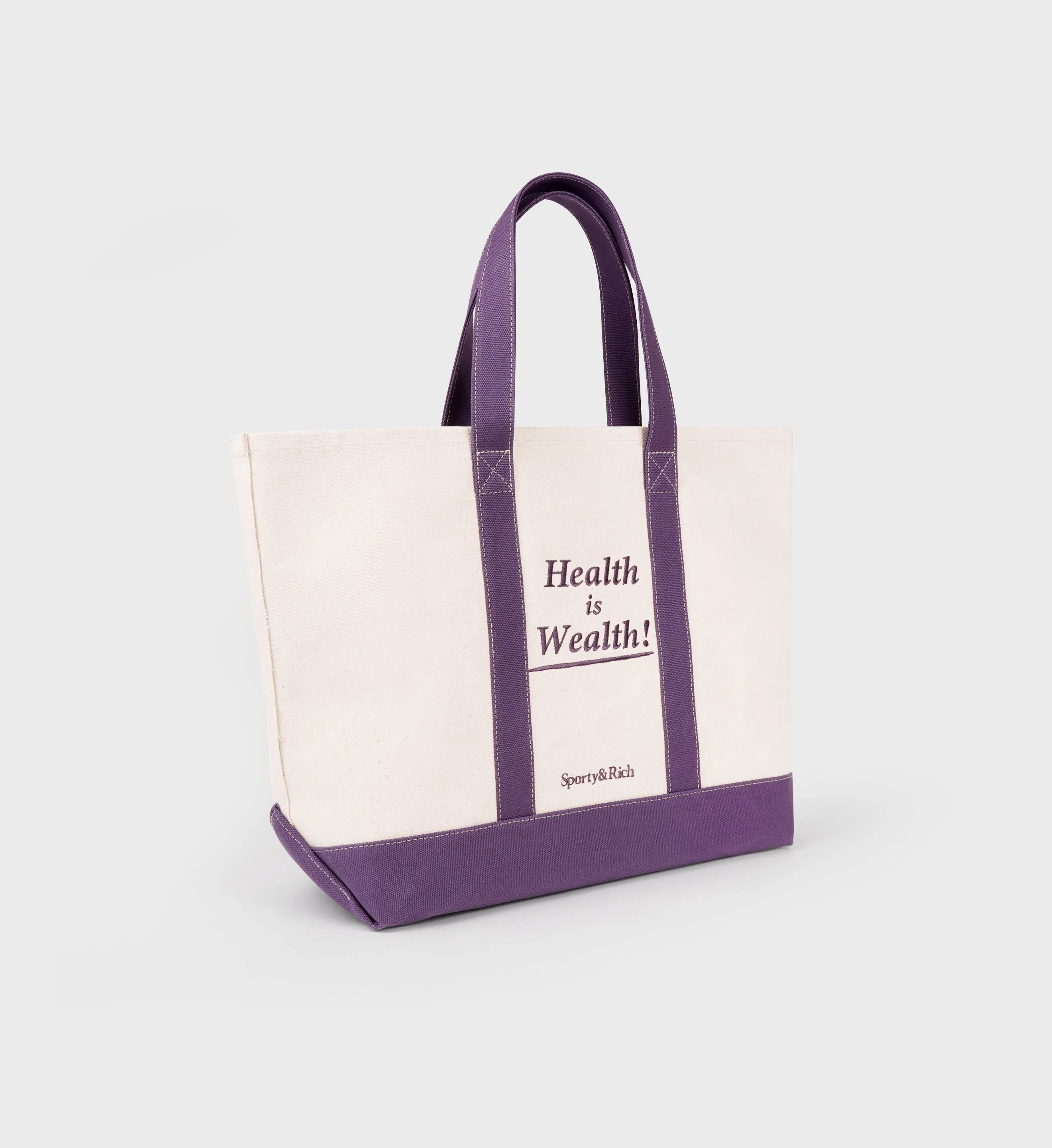 Health Is Wealth Tote Bag - Natural/Dusty Grape sold by Sporty and Rich product image thumbnail 2
