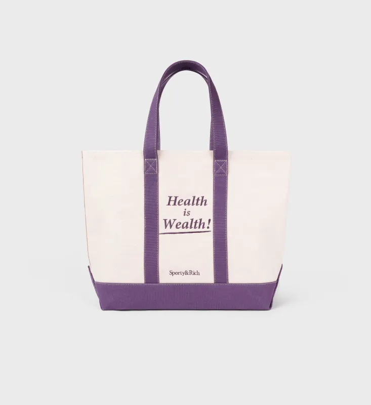 Health Is Wealth Tote Bag - Natural/Dusty Grape made by Sporty and Rich