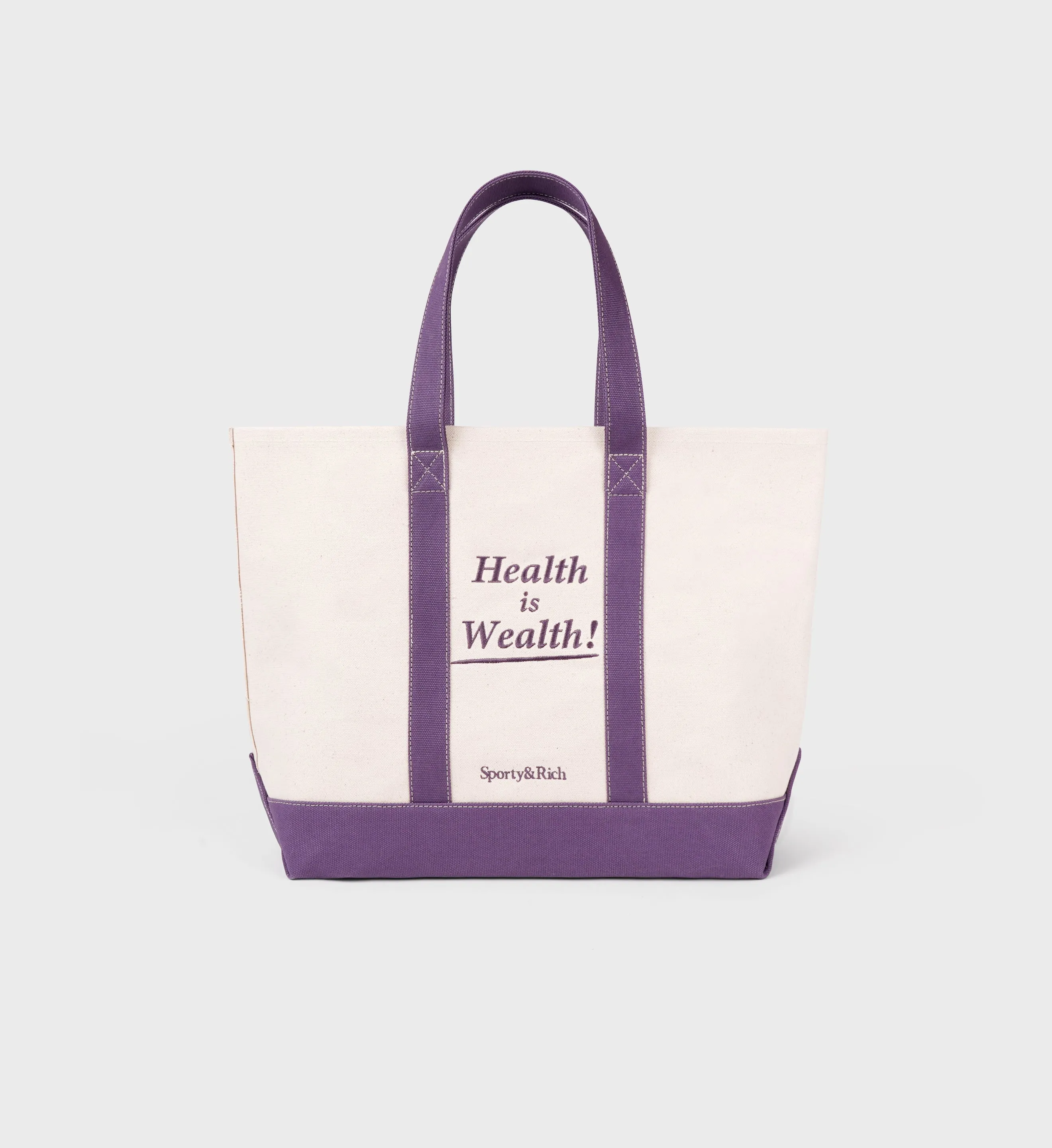 Health Is Wealth Tote Bag - Natural/Dusty Grape sold by Sporty and Rich