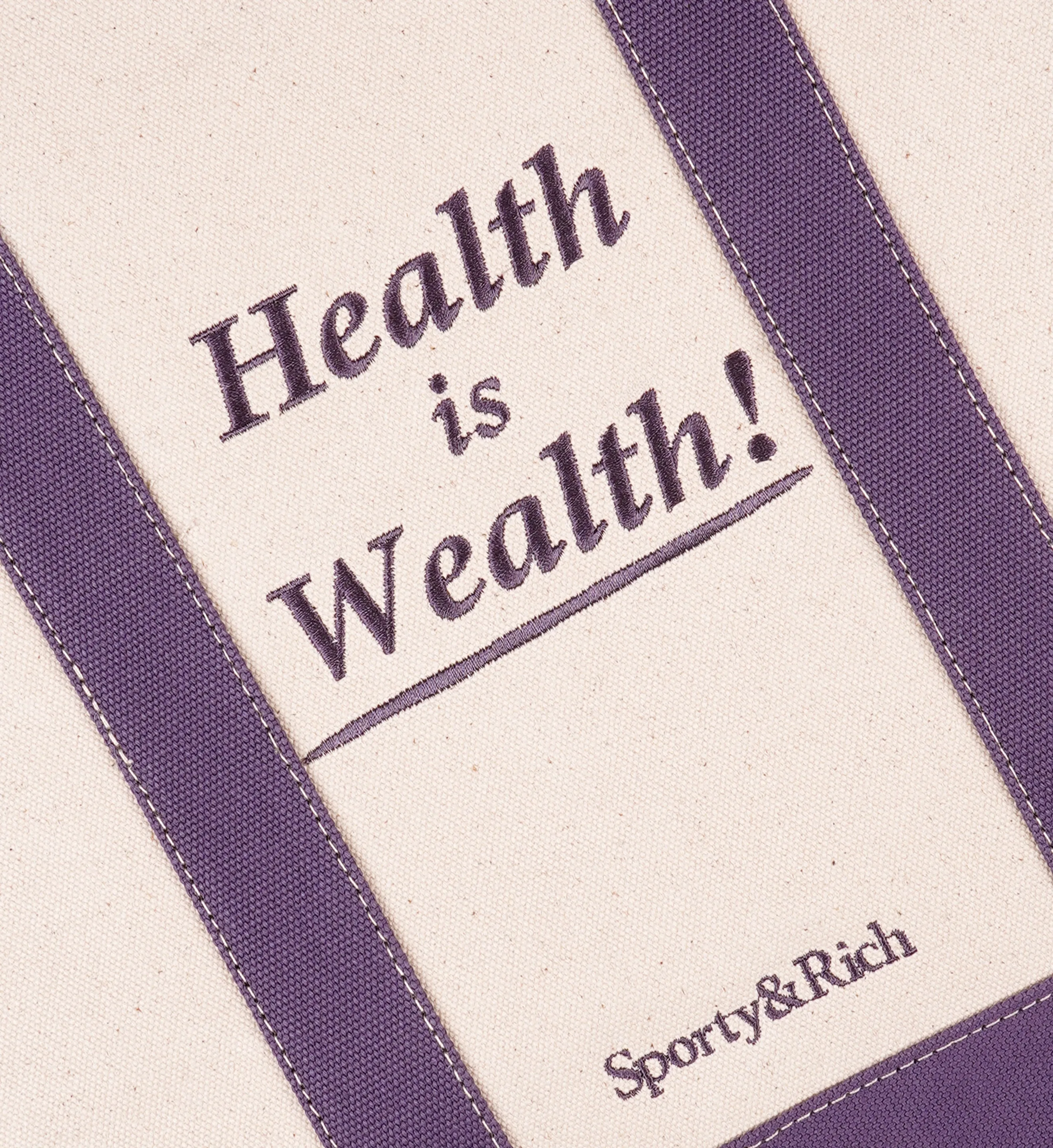 Health Is Wealth Tote Bag - Natural/Dusty Grape sold by Sporty and Rich product image thumbnail 3