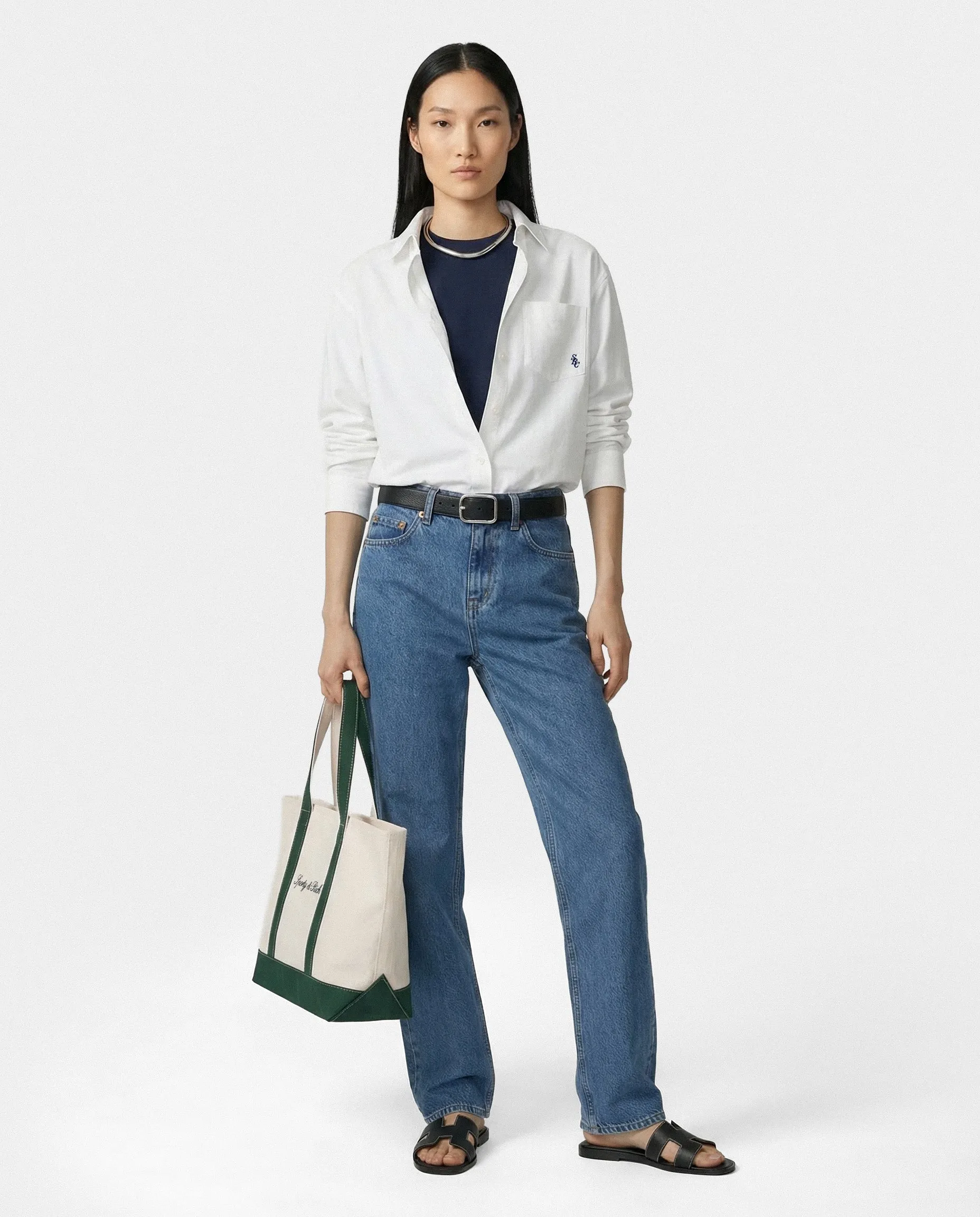 SRC Oversized Shirt - White/Navy sold by Sporty and Rich product image thumbnail 2