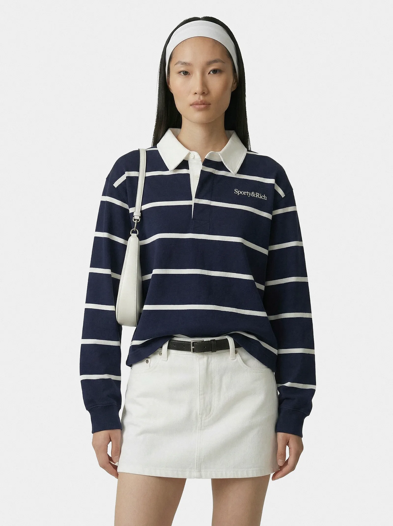 Serif Logo Rugby Polo - Navy/White sold by Sporty and Rich product image thumbnail 2
