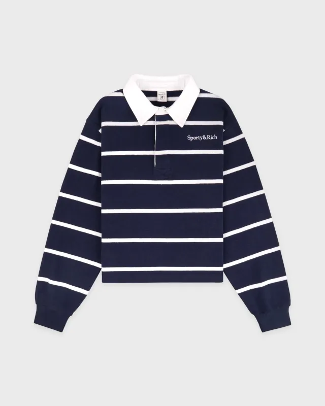 Serif Logo Rugby Polo - Navy/White made by Sporty and Rich