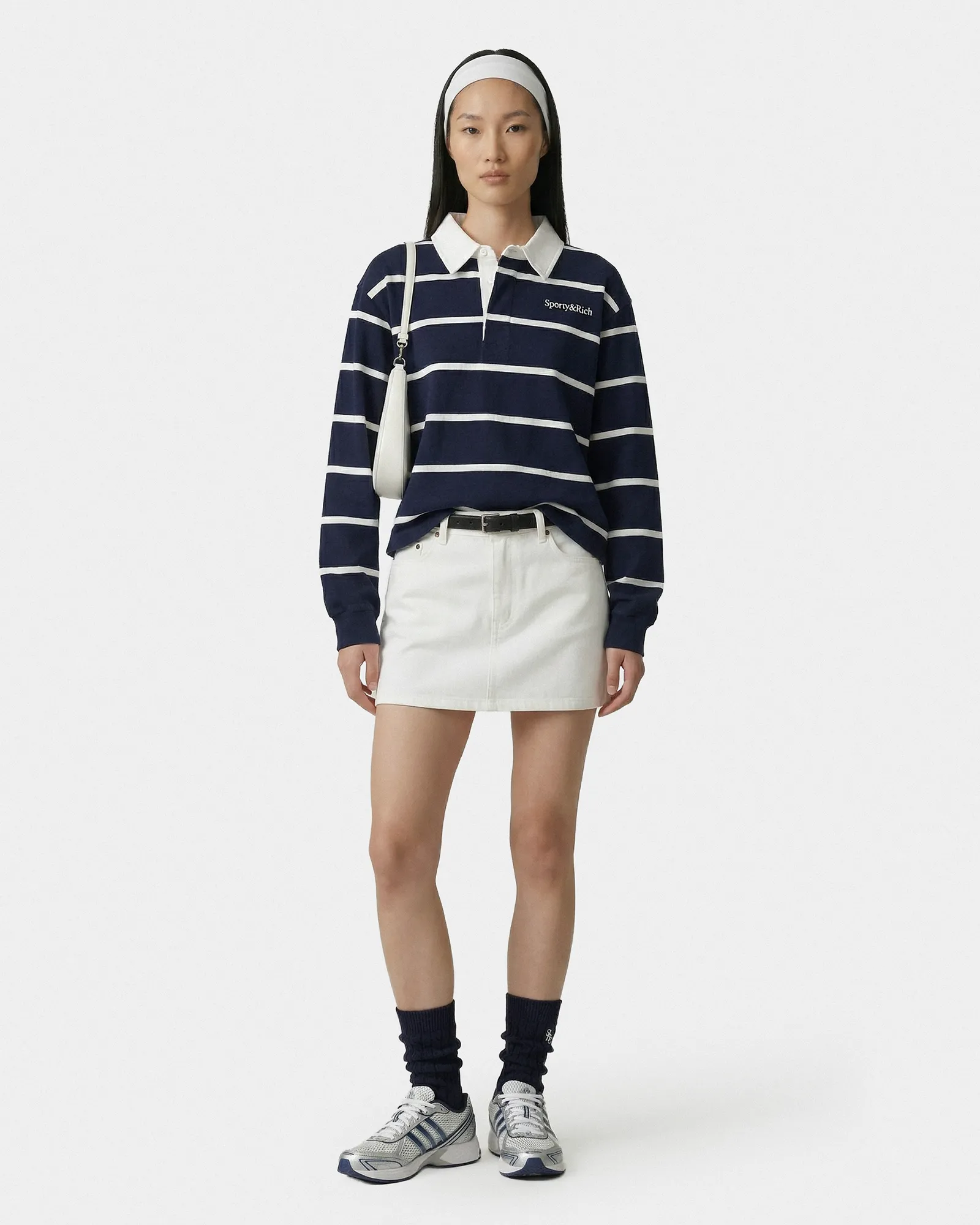 Serif Logo Rugby Polo - Navy/White sold by Sporty and Rich product image thumbnail 4