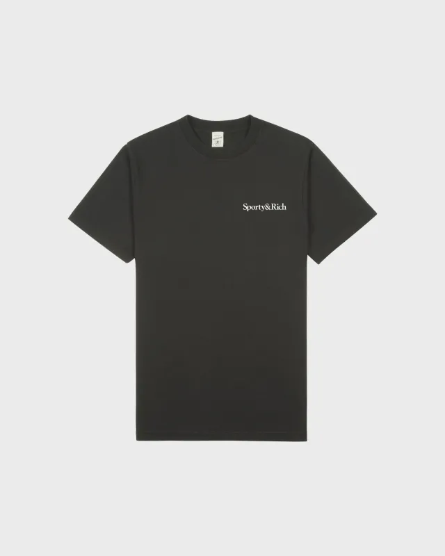 Health Is Wealth T-Shirt - Faded Black/White made by Sporty and Rich