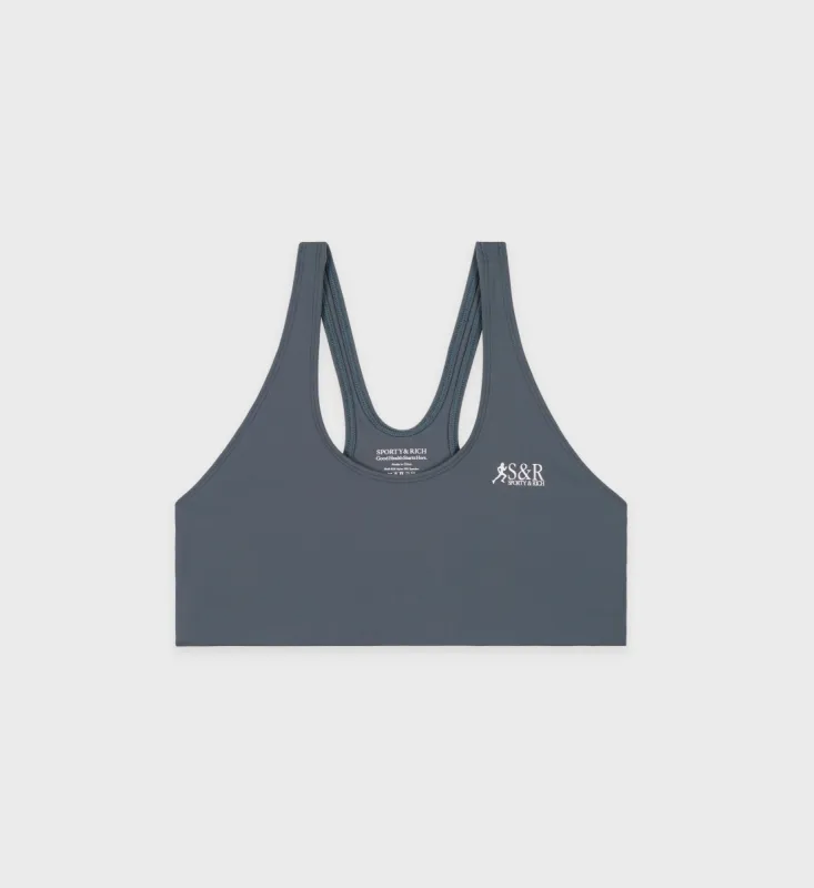 Action Logo Sports Bra - Slate/White sold by Sporty and Rich