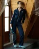 Crown Track Jacket - Navy/Cream/Merlot sold by Sporty and Rich