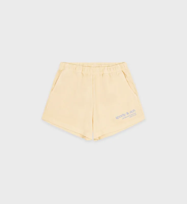 USA Health Club Disco Short - Almond/China Blue sold by Sporty and Rich