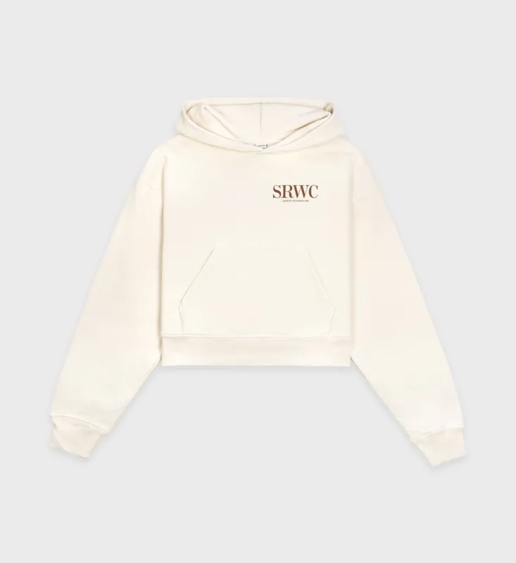 Upper East Side Cropped Hoodie - Cream sold by Sporty and Rich