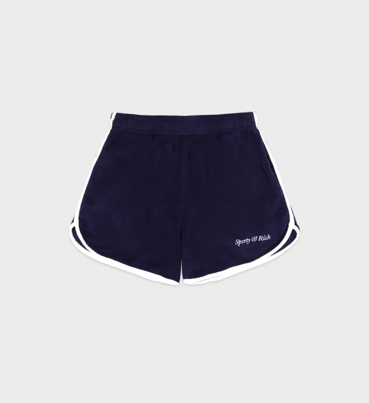 Italic Logo Terry Short - Navy/White sold by Sporty and Rich