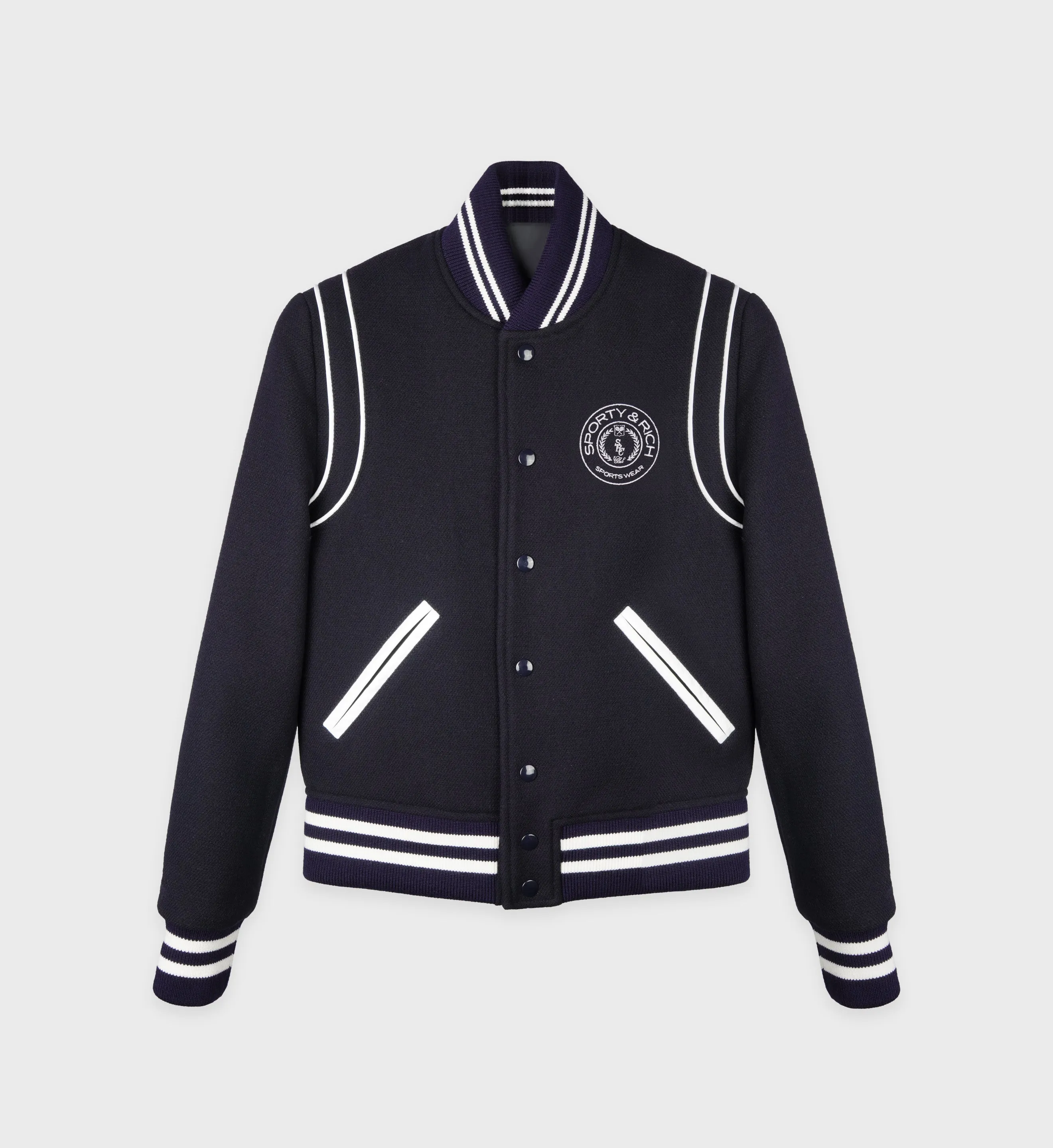 Connecticut Crest Varsity Jacket - Navy sold by Sporty and Rich