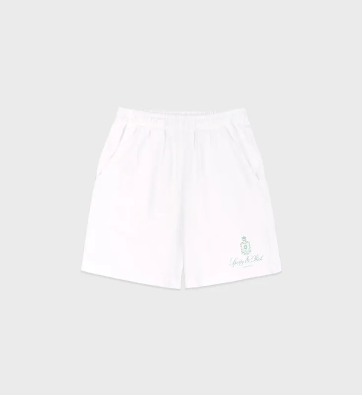 Vendome Gym Short - White/Sage sold by Sporty and Rich