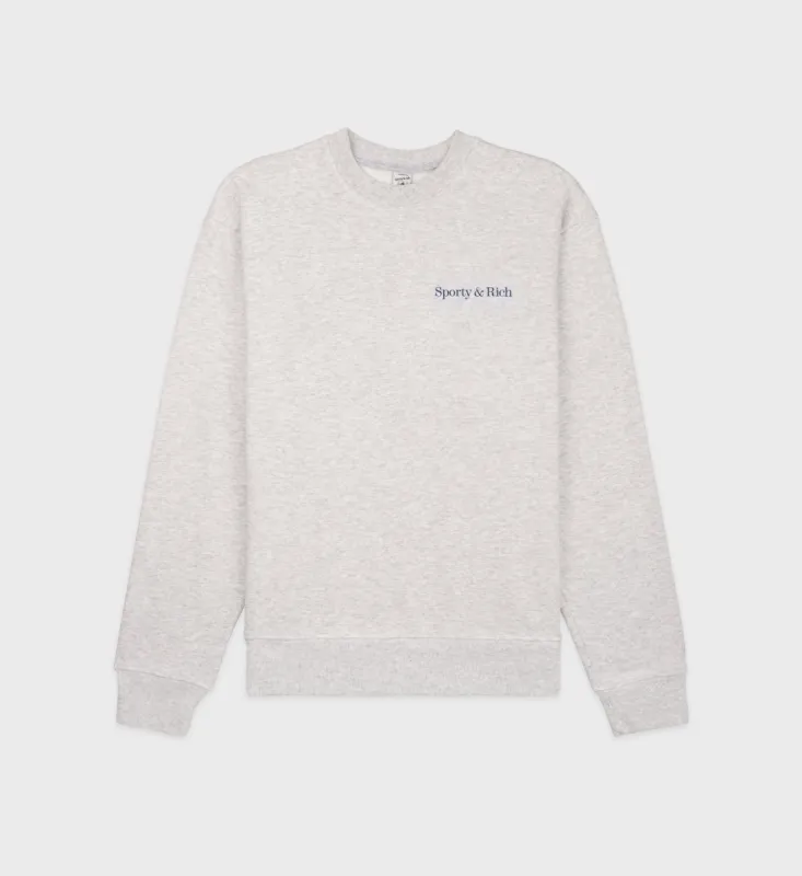 Fitness 94 Crewneck - Heather Gray/Navy sold by Sporty and Rich