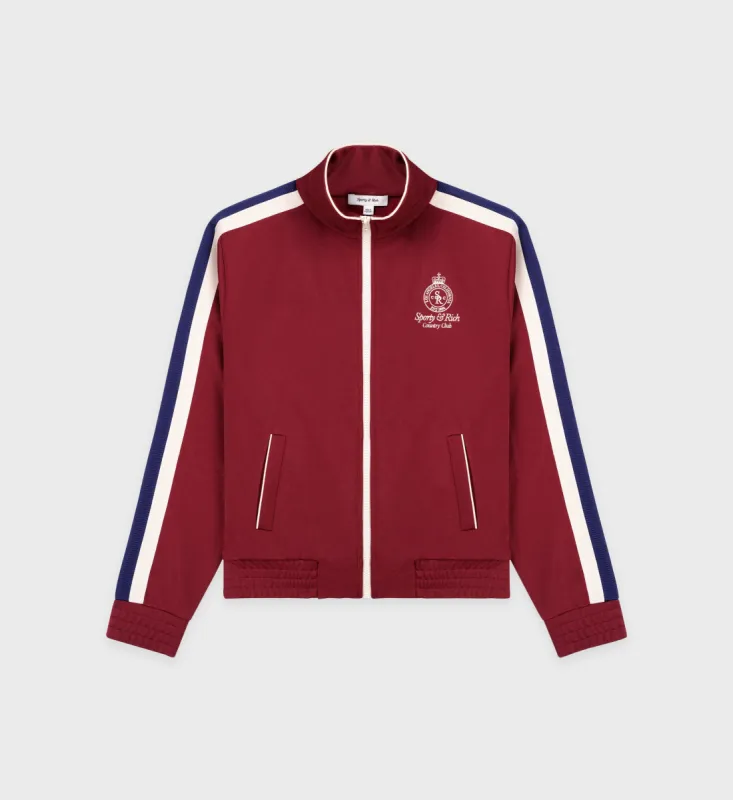 Crown Track Jacket - Merlot/Cream/Navy sold by Sporty and Rich