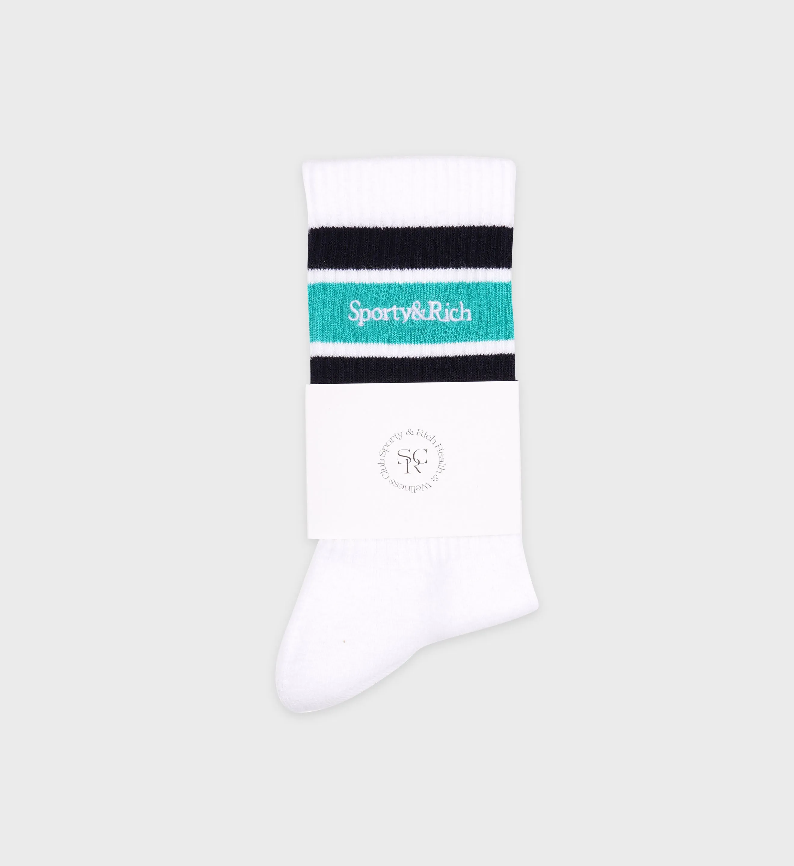 Serif Logo Socks - White/Aquamarine sold by Sporty and Rich product image thumbnail 2