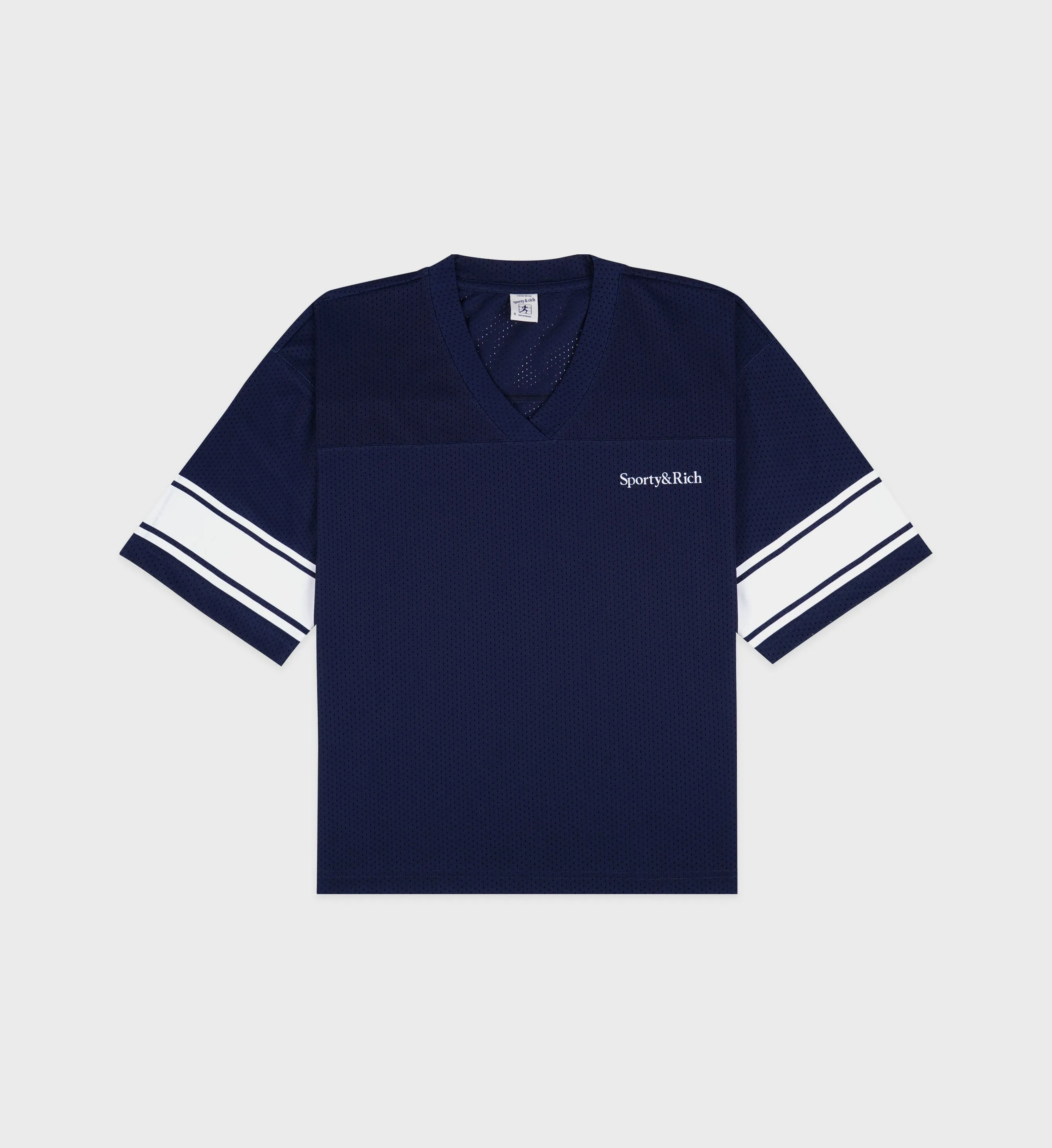Serif Logo Mesh Jersey - Navy/White sold by Sporty and Rich