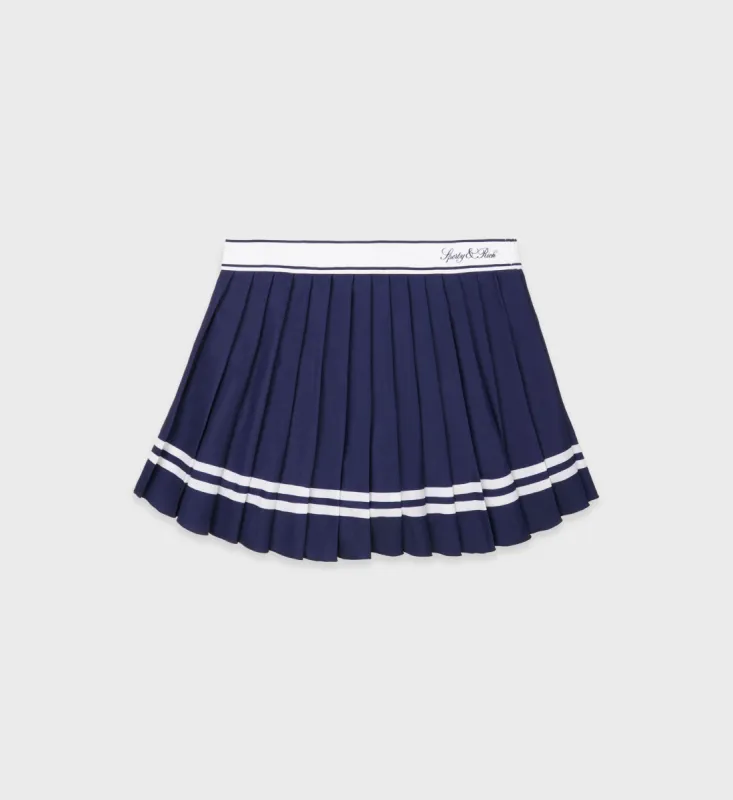 Vendome Script Pleated Skirt - Navy/White sold by Sporty and Rich
