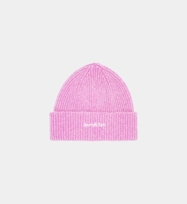 Serif Logo Beanie - Bonbon sold by Sporty and Rich