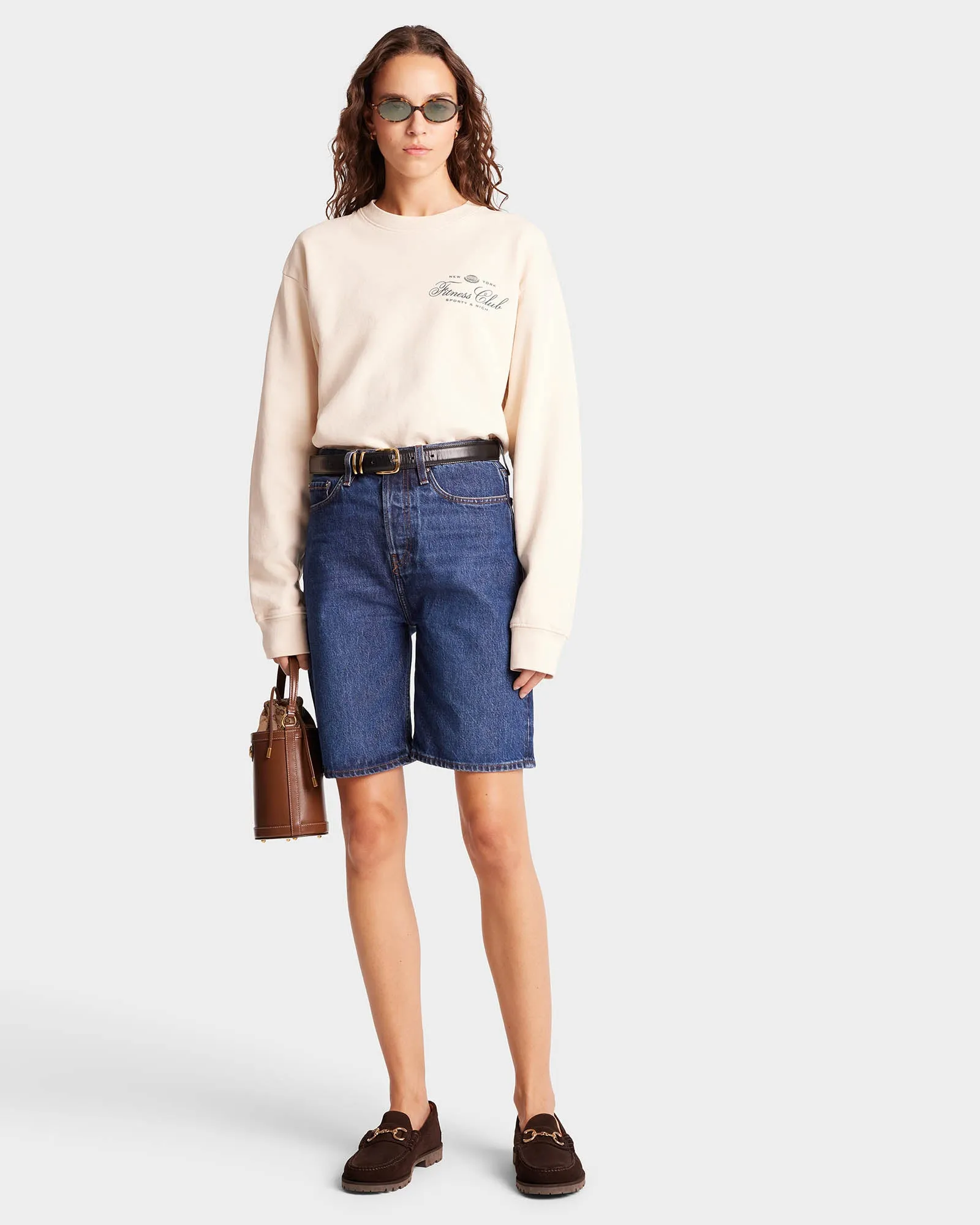 Fitness World Crewneck - Cream/Alpine sold by Sporty and Rich product image thumbnail 3