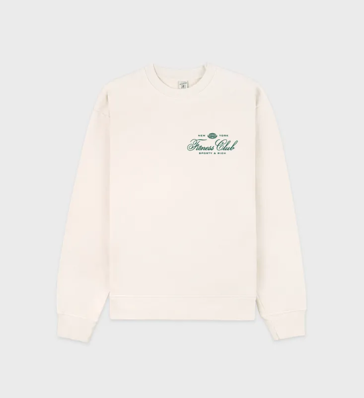 Fitness World Crewneck - Cream/Alpine sold by Sporty and Rich