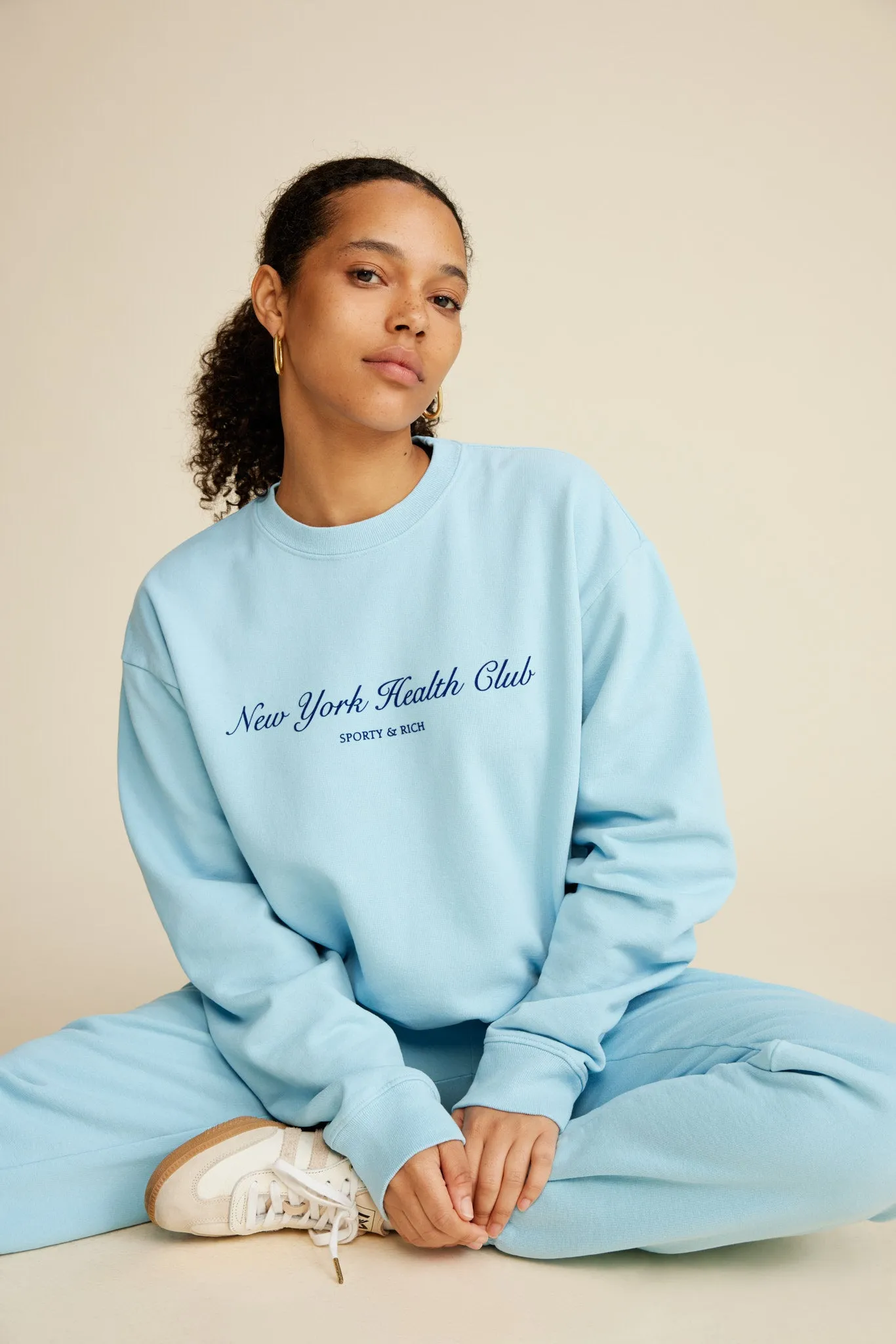 NY Health Club Flocked Crewneck - H2O/Navy sold by Sporty and Rich product image thumbnail 5