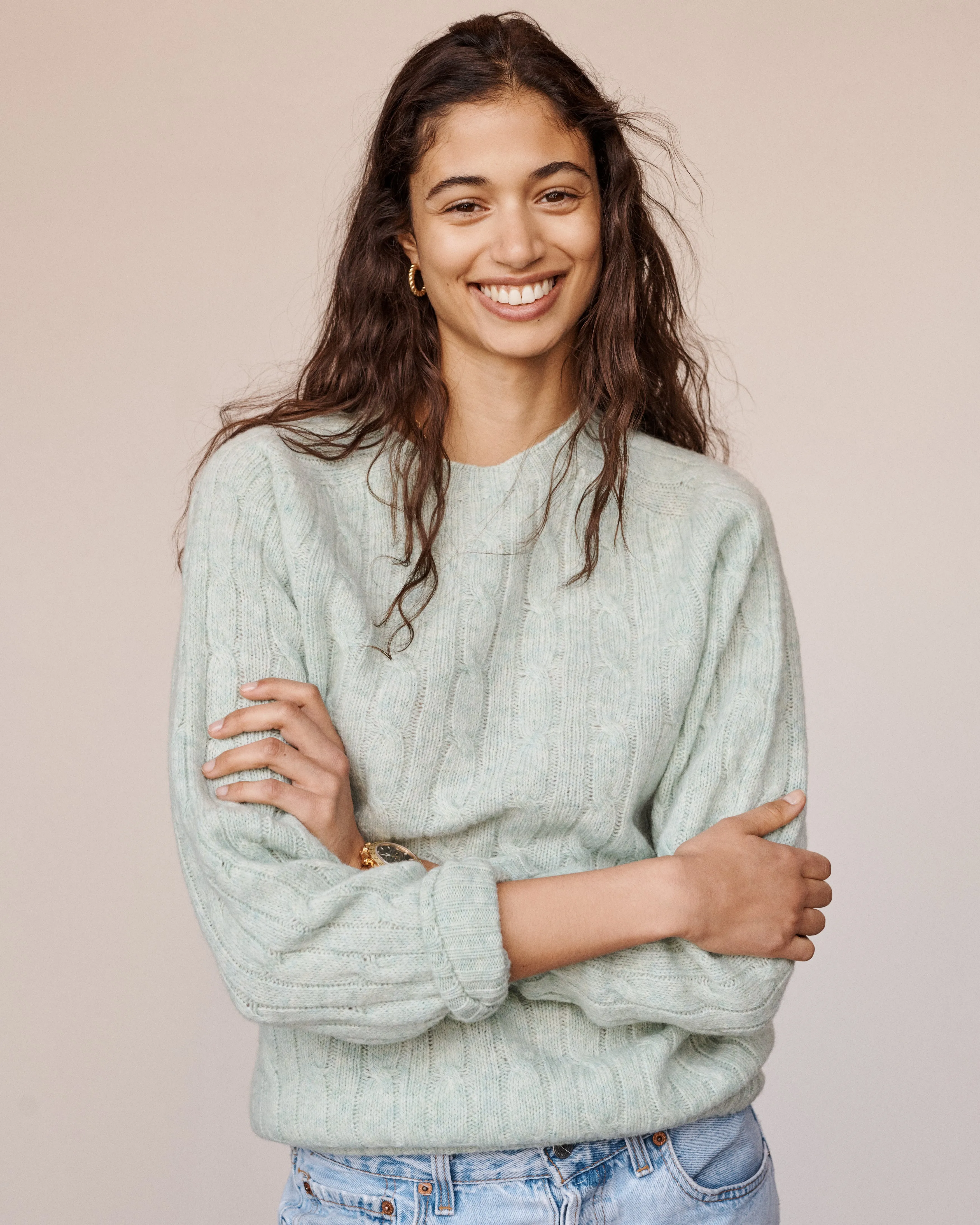 Classic Logo Cableknit Sweater - Menta sold by Sporty and Rich product image thumbnail 5