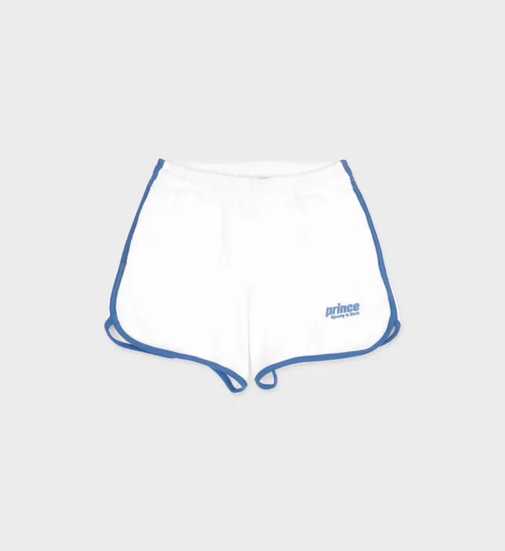 Prince Sporty Terry Short - White/Lapis sold by Sporty and Rich
