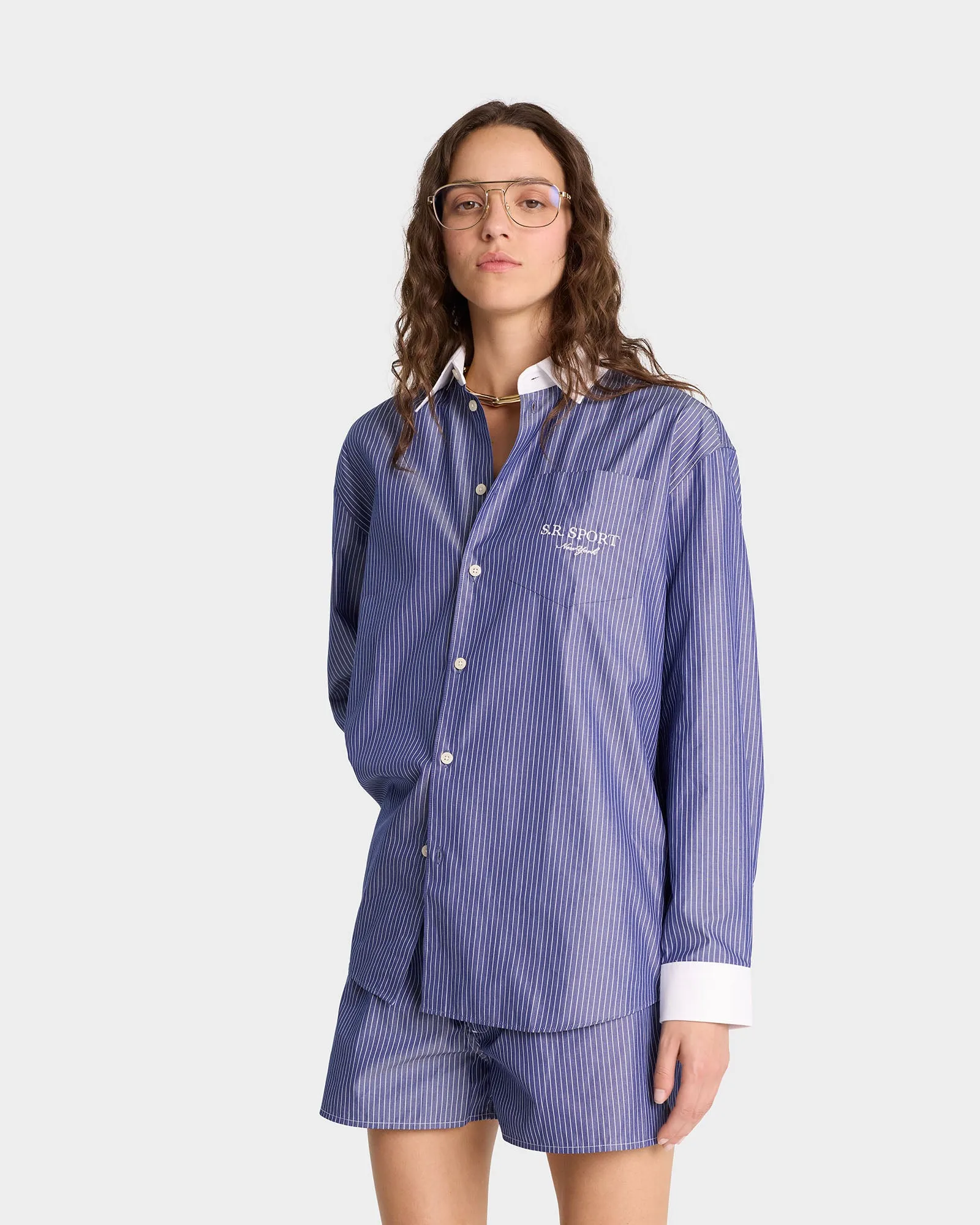 S.R. Sport Oversized Shirt - Navy/White sold by Sporty and Rich product image thumbnail 3