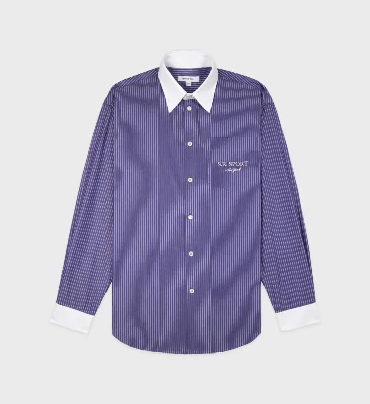 S.R. Sport Oversized Shirt - Navy/White sold by Sporty and Rich