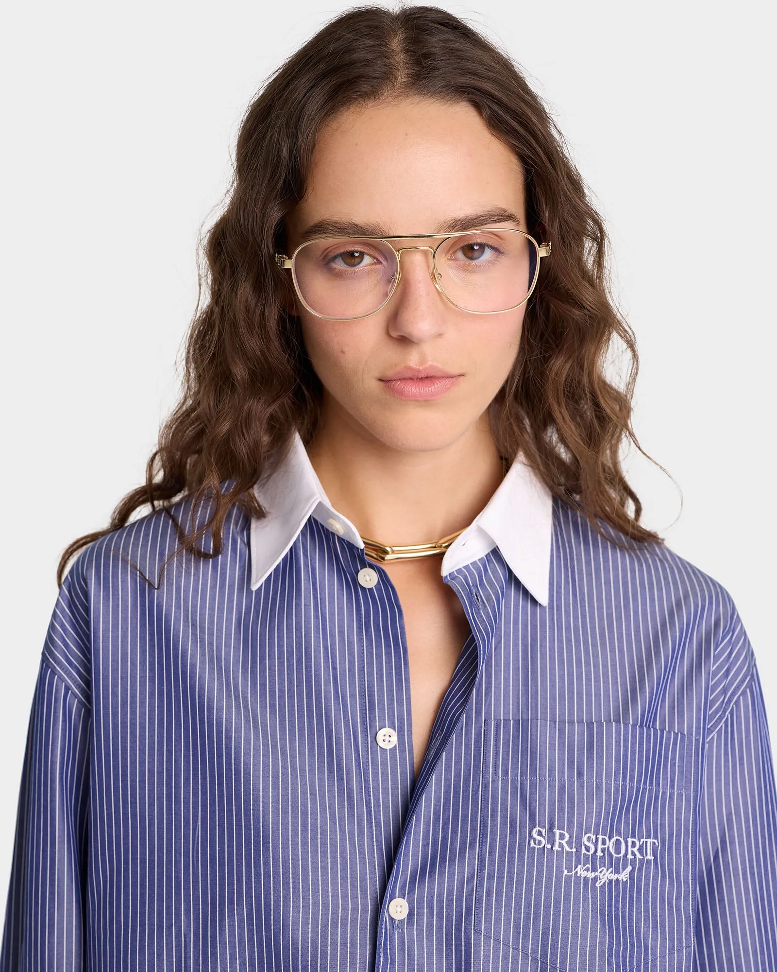 S.R. Sport Oversized Shirt - Navy/White sold by Sporty and Rich product image thumbnail 4