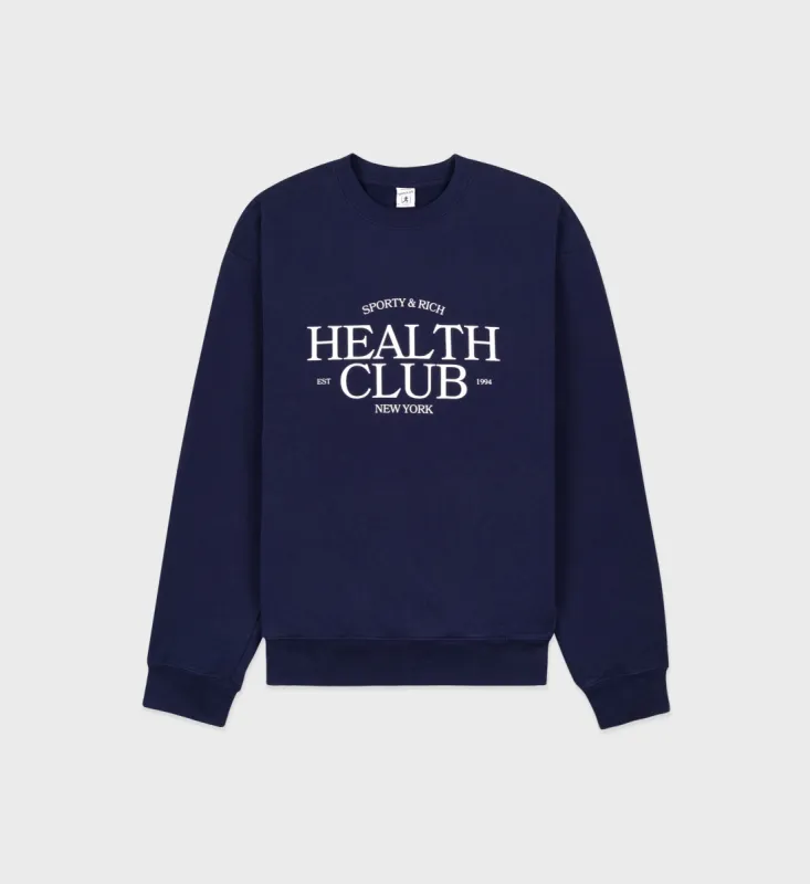 SR Health Crewneck - Navy/White sold by Sporty and Rich