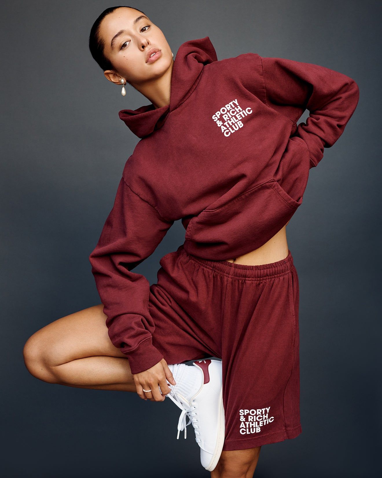 Exercise Often Hoodie - Merlot/White sold by Sporty and Rich product image thumbnail 5