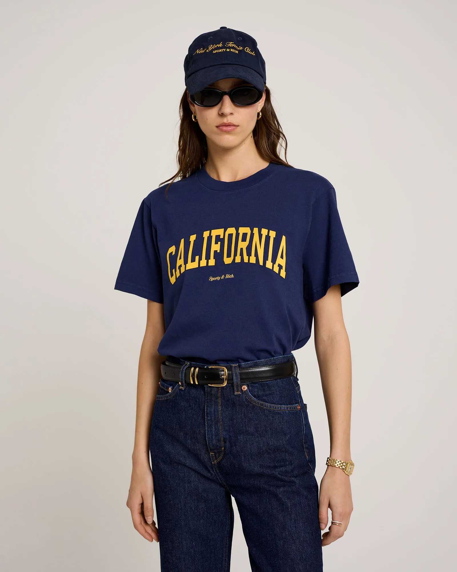 California T-Shirt - Navy/Gold sold by Sporty and Rich product image thumbnail 4