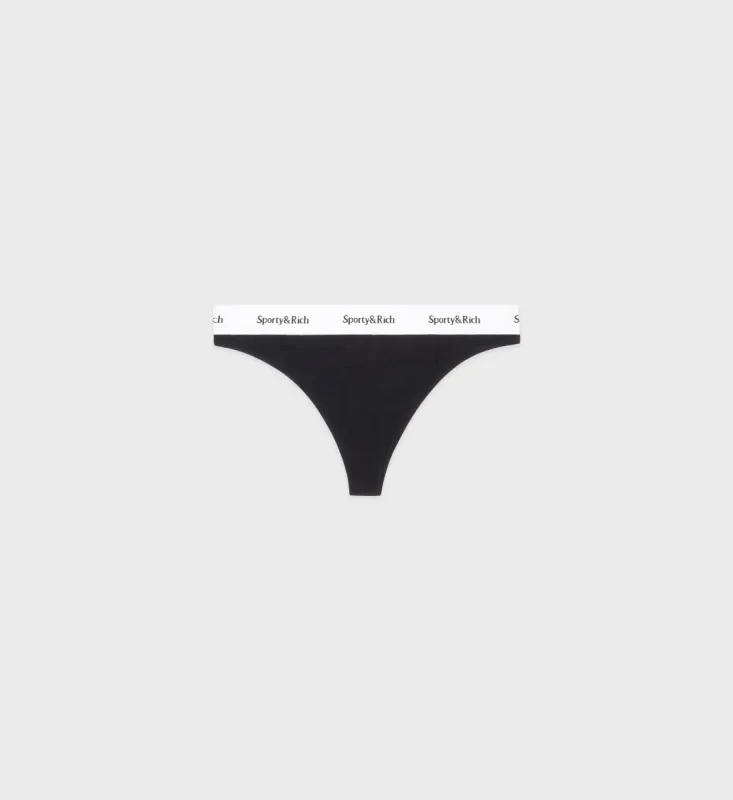 Serif Logo Thong - Black sold by Sporty and Rich