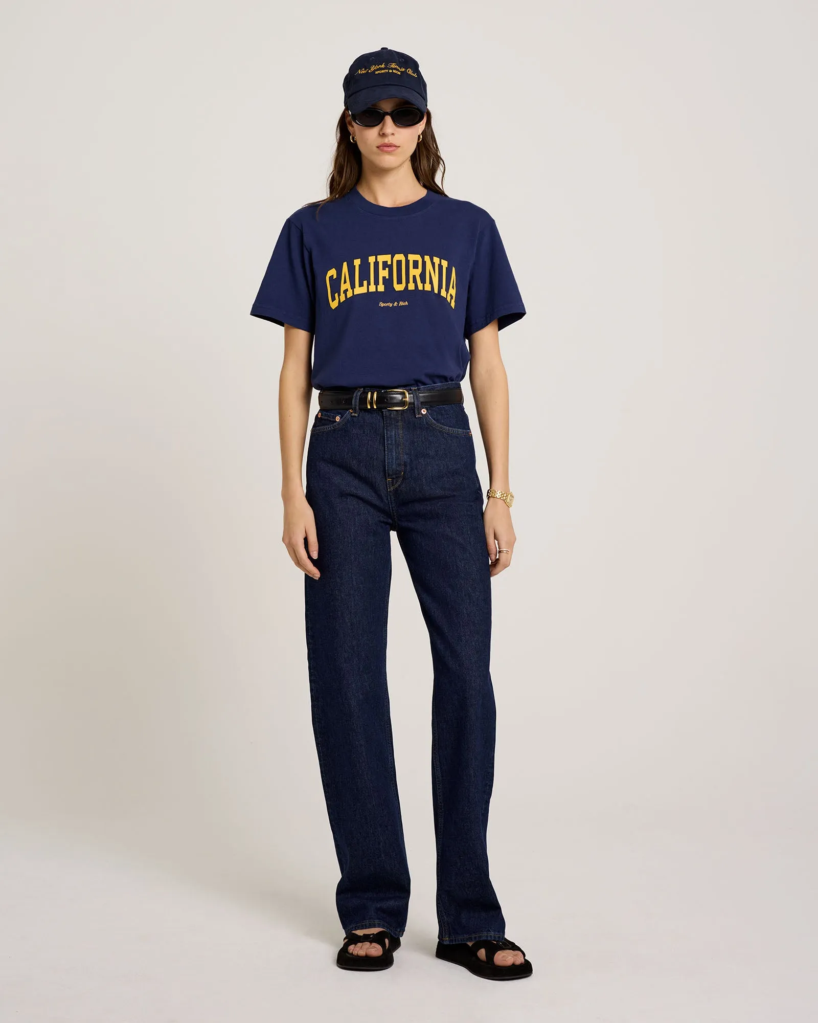 California T-Shirt - Navy/Gold sold by Sporty and Rich product image thumbnail 3
