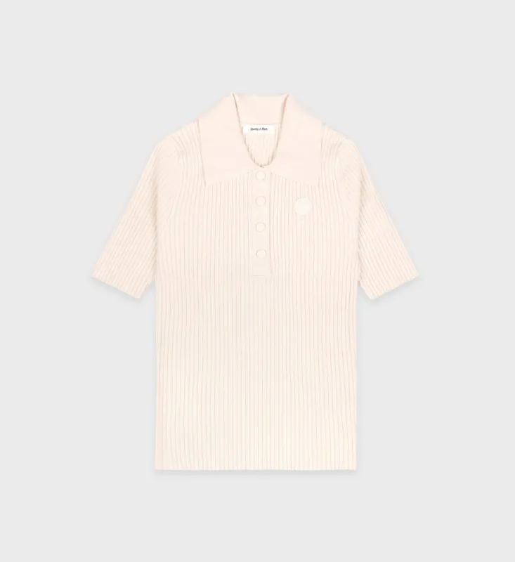 SRHWC Ribbed Polo - Cream sold by Sporty and Rich