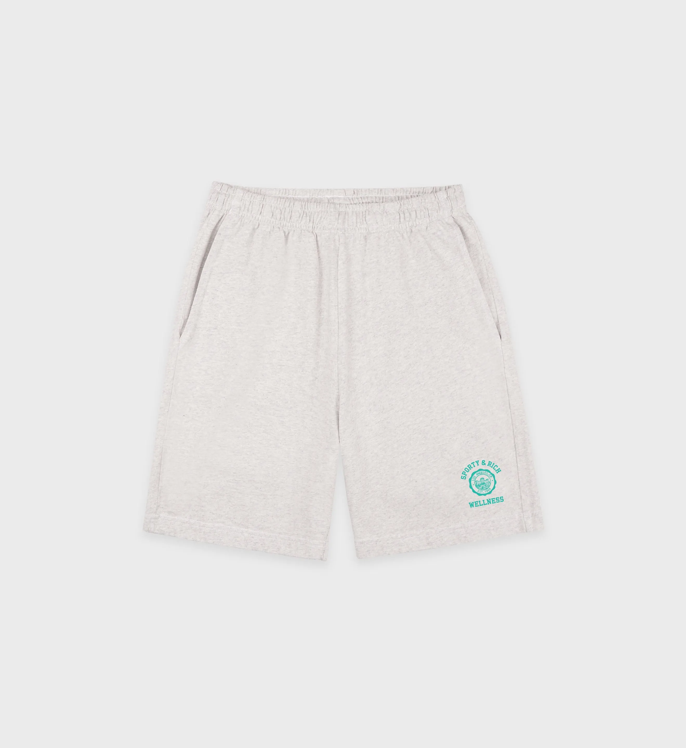 Emblem Gym Short - Heather Gray/Caribbean sold by Sporty and Rich