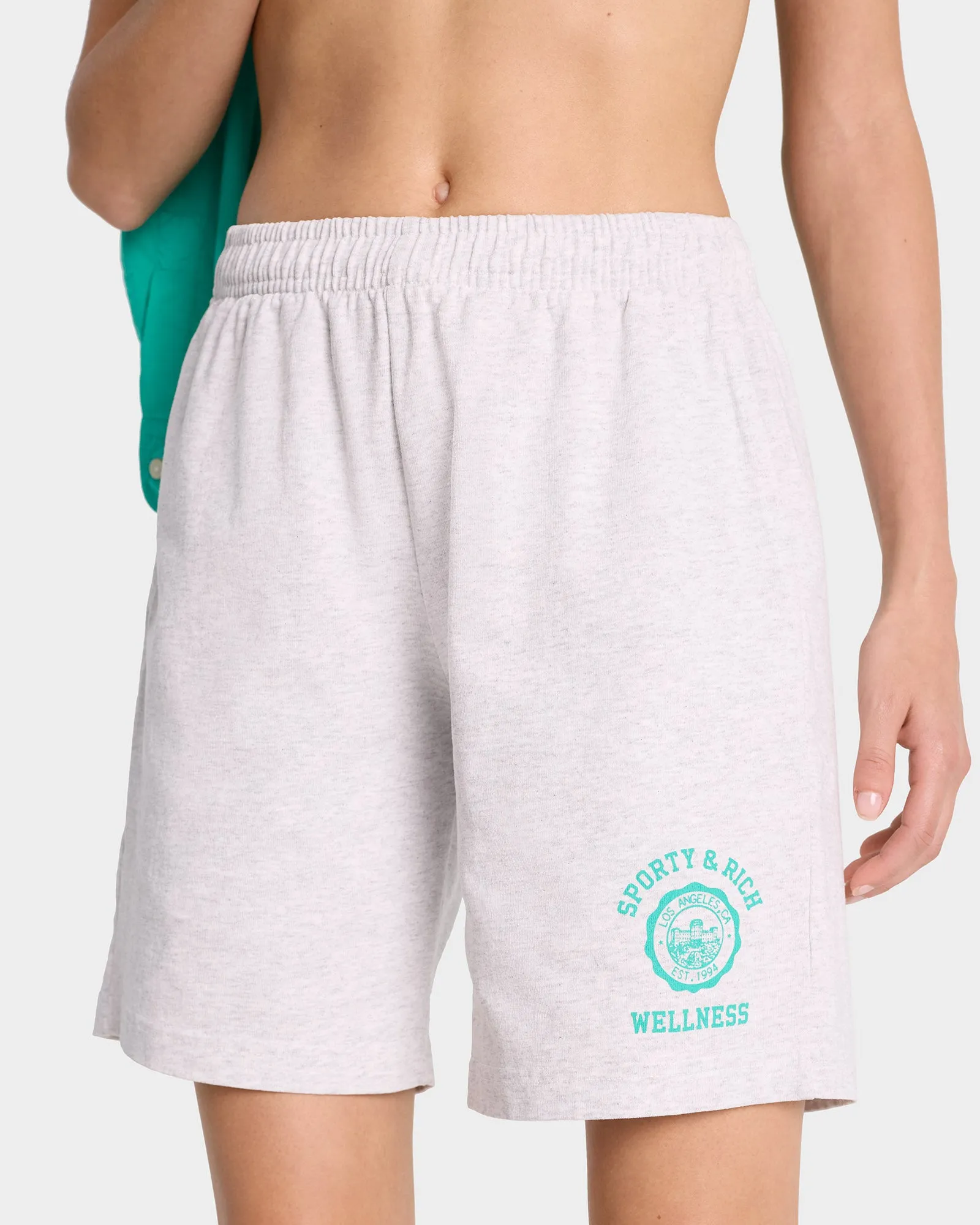 Emblem Gym Short - Heather Gray/Caribbean sold by Sporty and Rich product image thumbnail 4