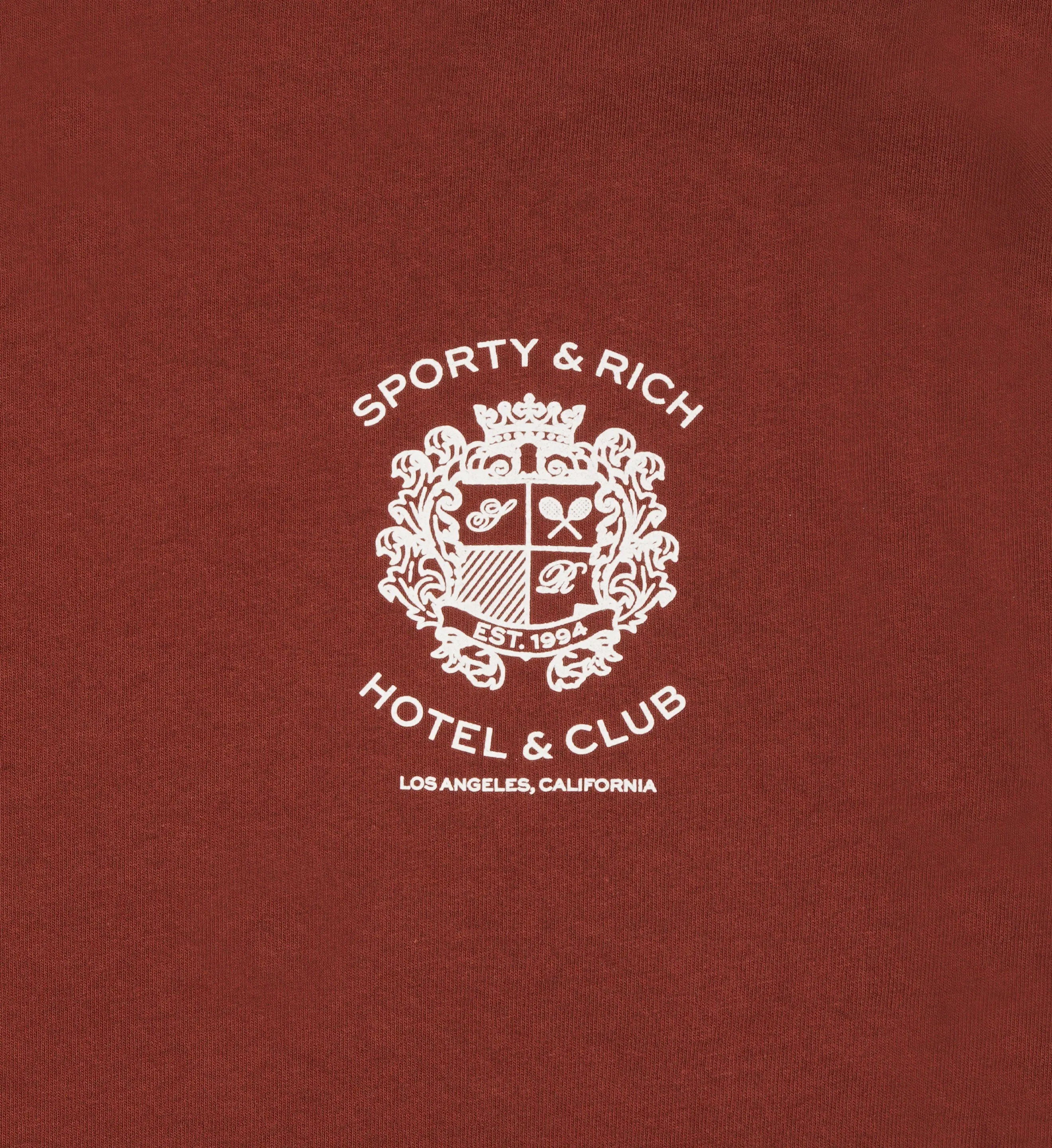 Hotel Cropped T-Shirt - Maroon/White sold by Sporty and Rich product image thumbnail 3