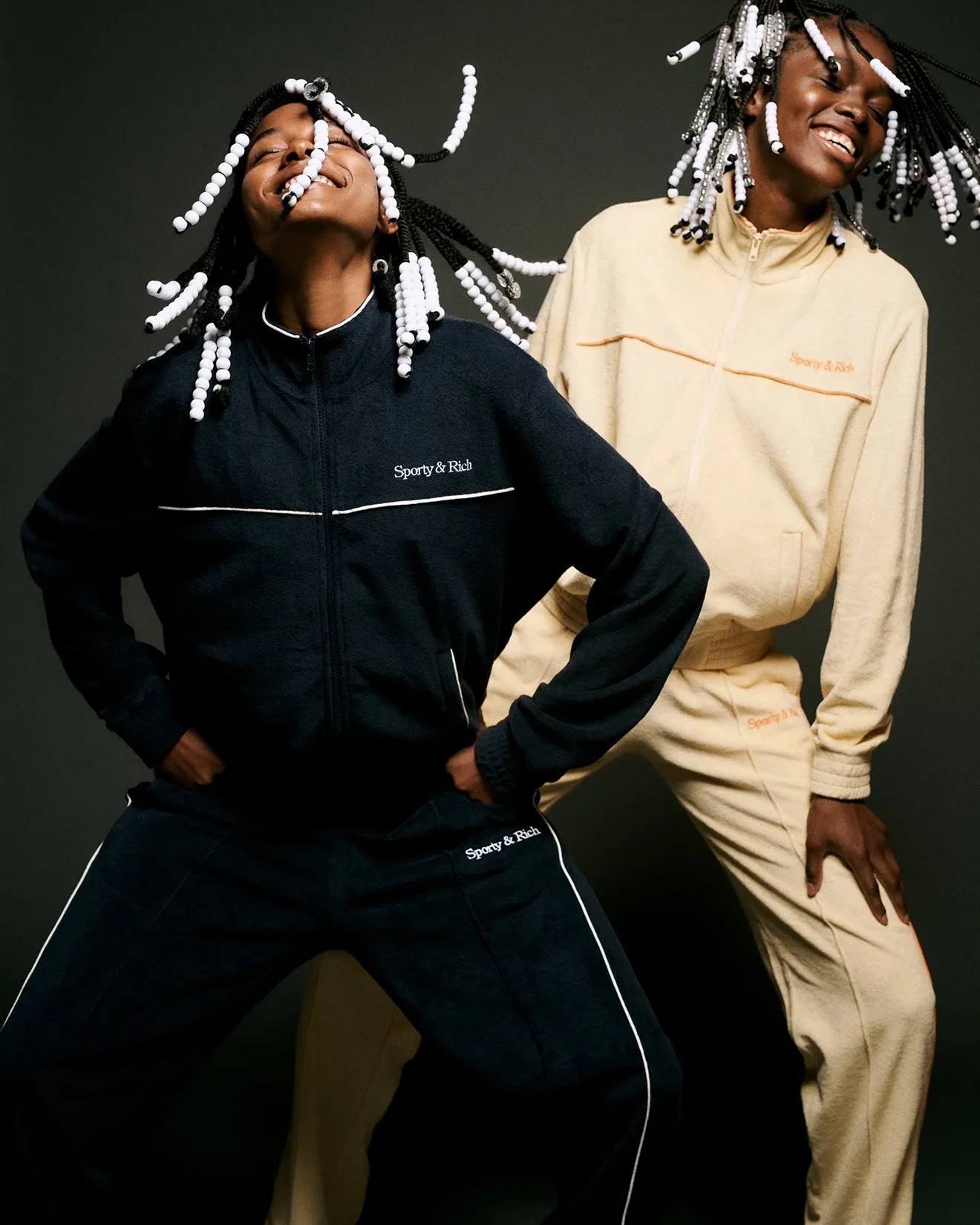 New Serif Terry Track Jacket - Navy/White sold by Sporty and Rich product image thumbnail 5