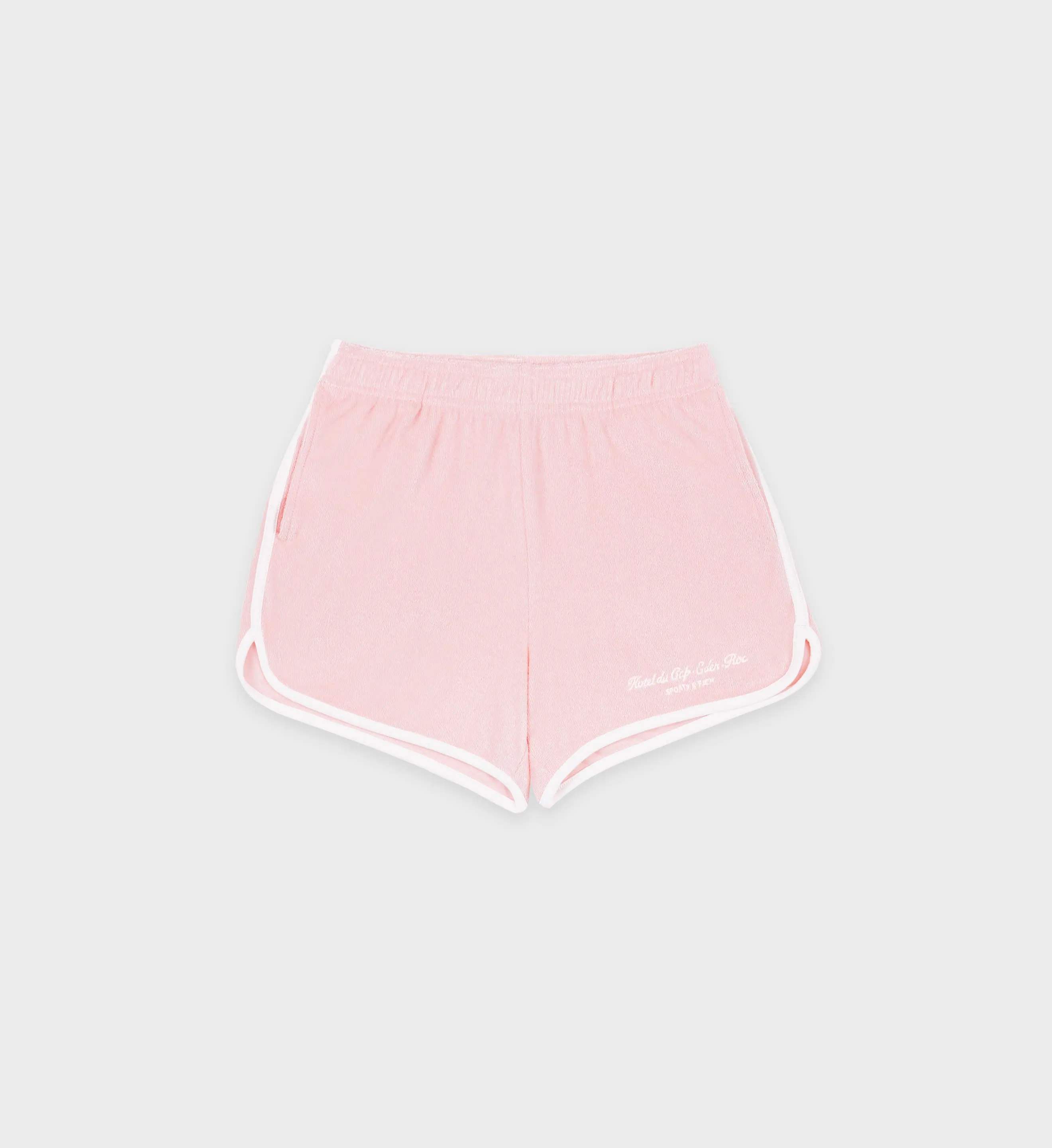 Hotel du Cap Cursive Terry Short - Eden Pink/White sold by Sporty and Rich