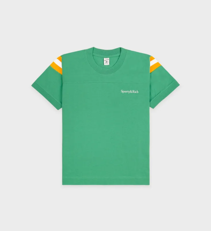 Serif Logo Football Tee - Verde/White sold by Sporty and Rich