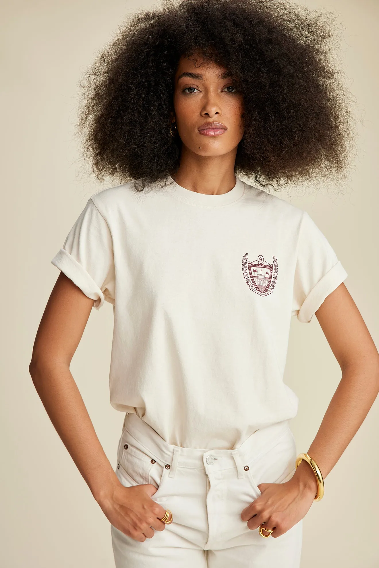 Beverly Hills T-Shirt - Cream/Merlot sold by Sporty and Rich product image thumbnail 5