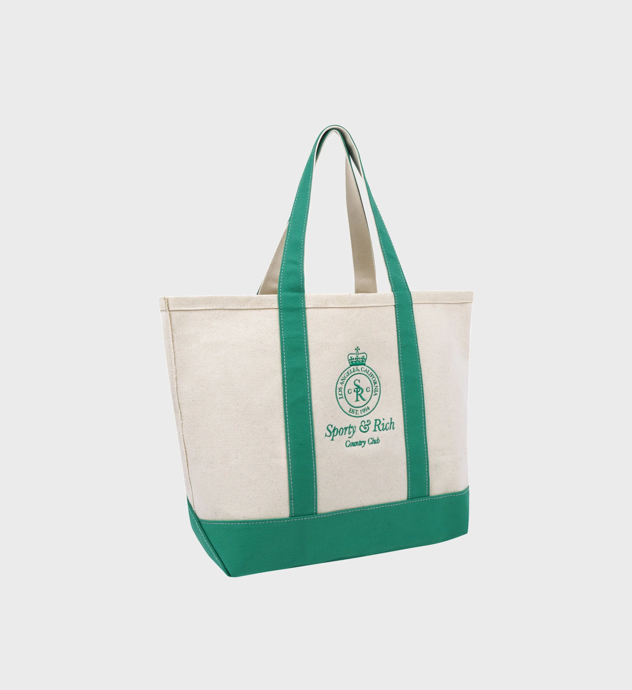 Crown Logo XL Tote Bag - Natural/Verde sold by Sporty and Rich product image thumbnail 2