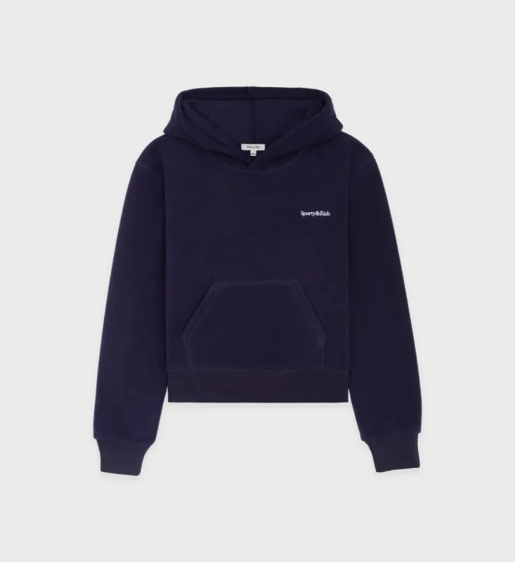 Hooded Polar Sweatshirt - Navy sold by Sporty and Rich