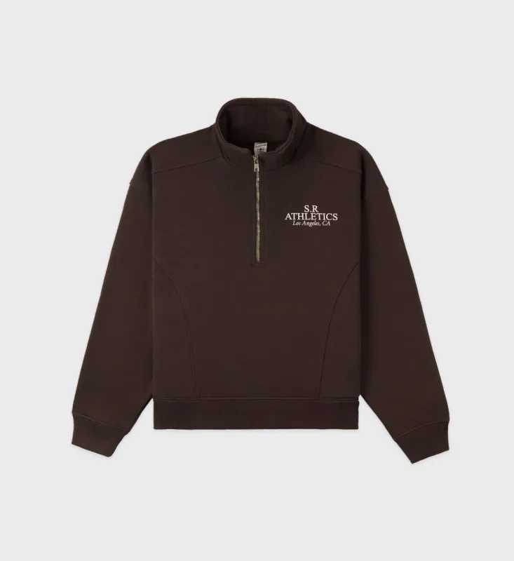 SR Athletics Quarter Zip - Chocolate/Cream sold by Sporty and Rich